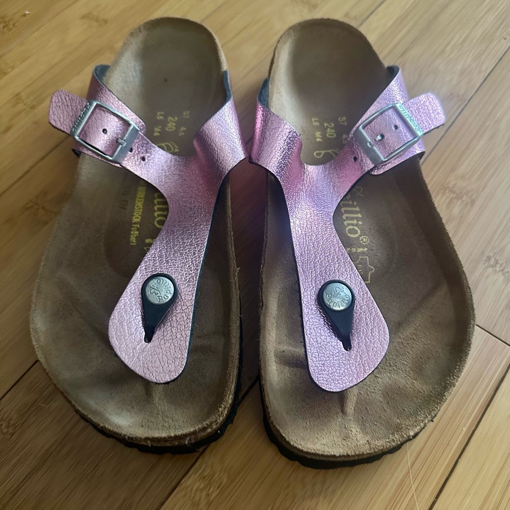 Papillio Pink Metallic Thong Sandals